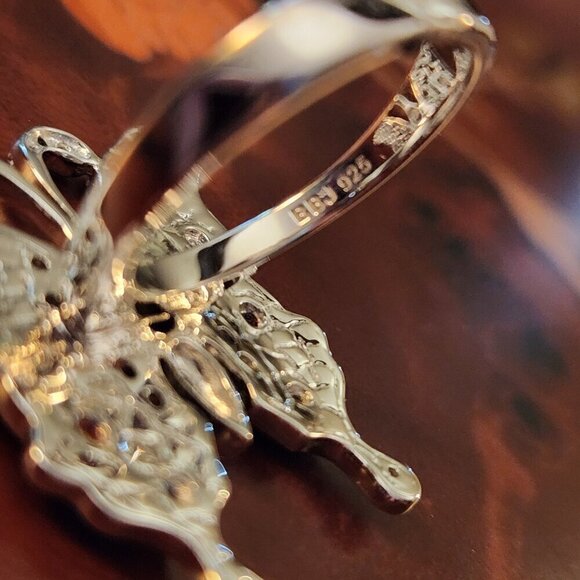 JTV Mosaic Mother of Pearl Topaz Zircon 925 Silver Ring - Picture 5 of 8